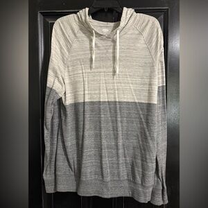 Old Navy Gray and Cream Men’s Hooded Shirt size med